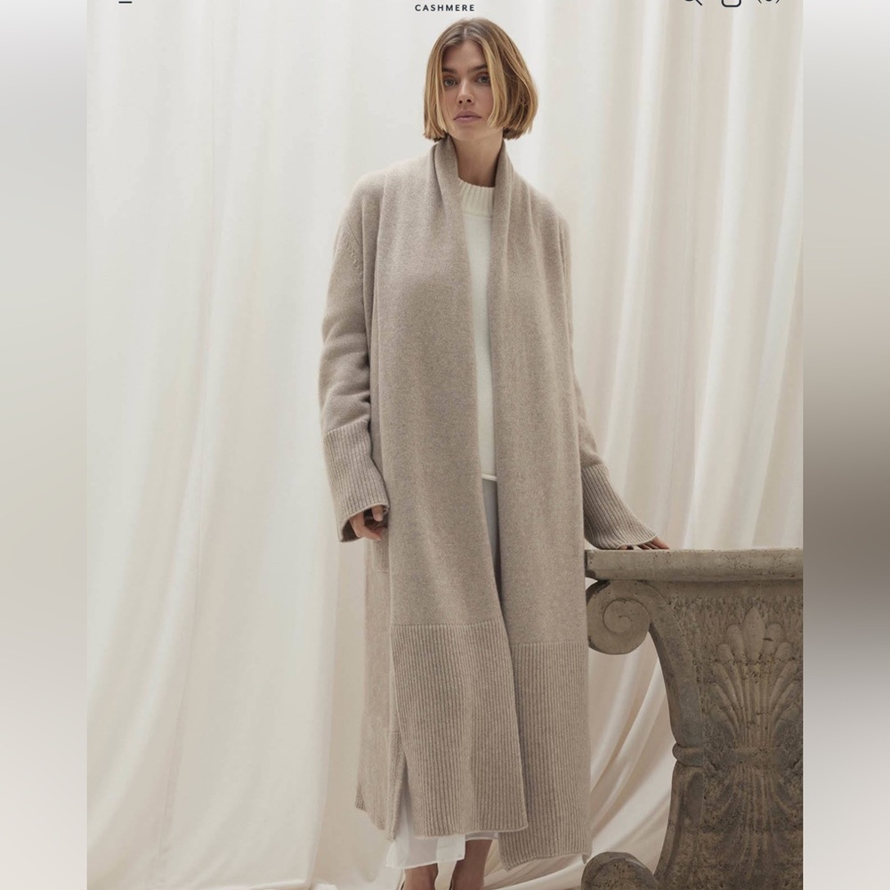 NWOT NakedCashmere Long Open-Front Cashmere Cardigan in Ivory